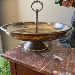 Vintage Godinger Rustic Silver Plated Two-Tier Handled Tazza Serving Dish
